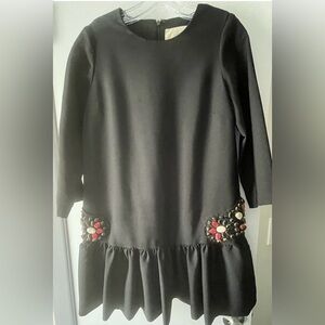 ORIGINAL 1960s KARTA SHORT BEADED BLACK POLYESTER SHIFT DRESS-SIZE LARGE